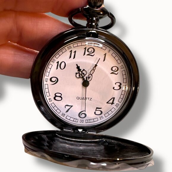 Pocket Watch w/ Chain "To My Son Never Forget That I Love You" Quartz Movement - Picture 3 of 9